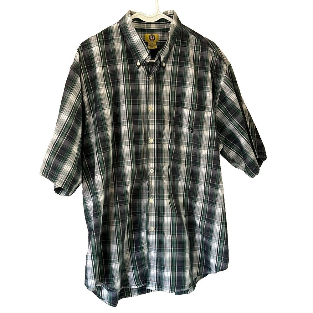 Duck Head Shirt Men's XL Plaid Short Sleeve Button Down Green Navy Lightweight